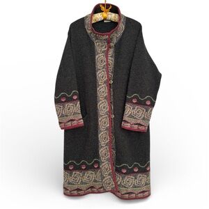 NOT AVAIL Fair Isle 100% Wool Sweater Duster M/L Lagenlook Art To Wear